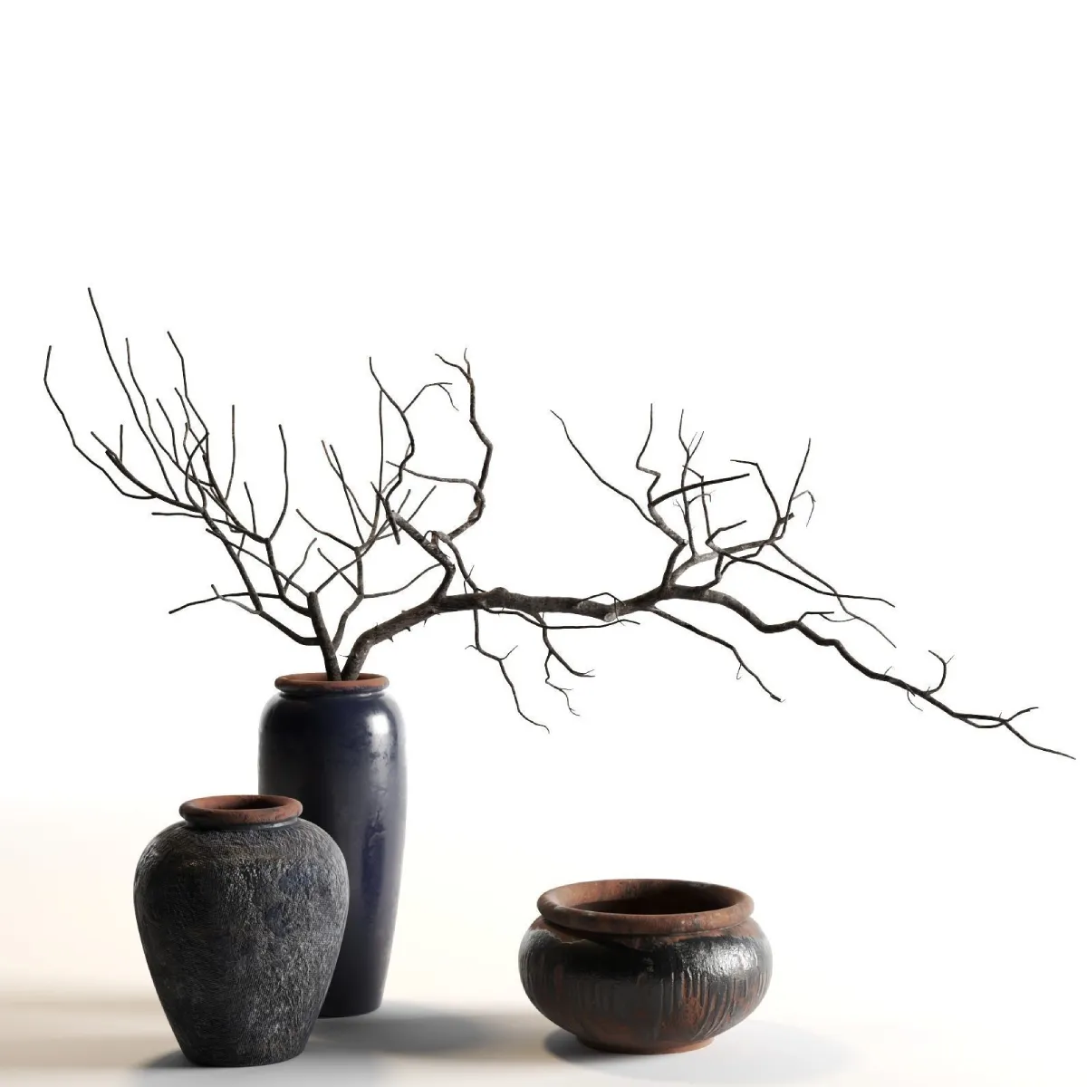 vases with branches 3d model